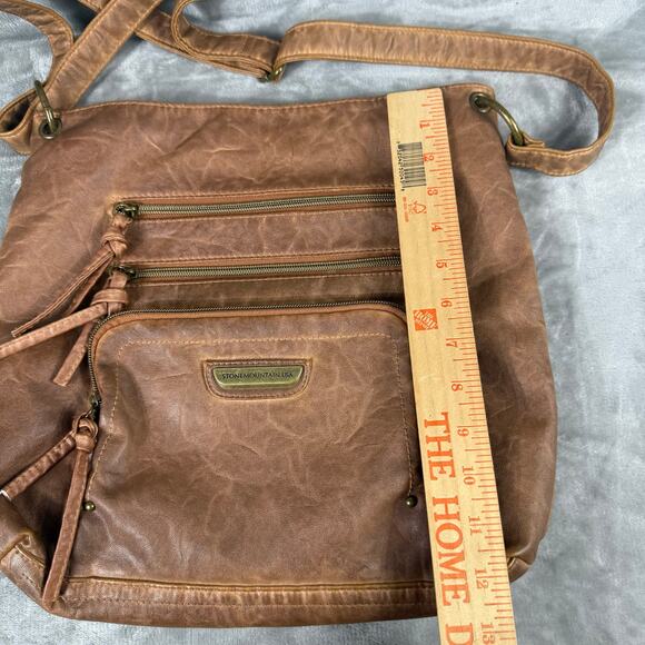 Stone‎ Mountain Smokey Crossbody Bag Purse Cognac Brown 13x12 - Picture 12 of 13